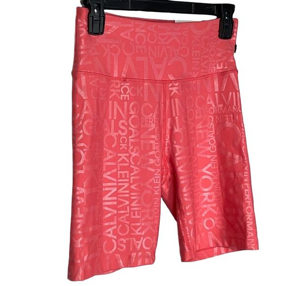 Calvin Klein Print Allover Stretch Ins. 7 Bike Shorts Orange Small - Picture 4 of 8